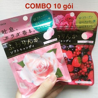 Combo 10 gói kẹo hoa hồng nhật collagen kracie - hàng nhật nội địa