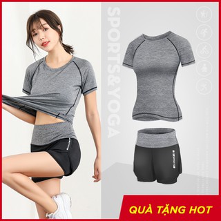Bộ đồ tập yoga ngắn tay Louro SE27, kiểu quần áo tập yoga mới nhất, quần tập 2 lớp, áo tập thể thao cực đẹp