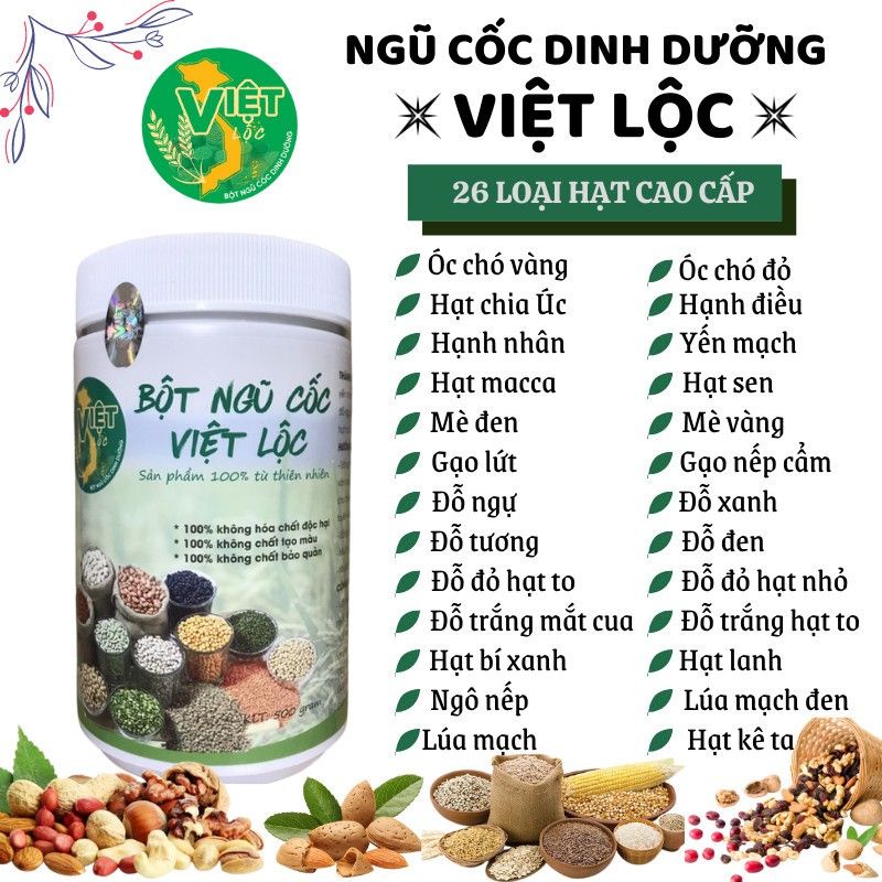 (tặng Mummilk Đông Trùng) Bột ngũ cốc Việt Lộc - Min Min - dinh dưỡng cho mẹ bầu, lợi sữa sau sinh hộp500g date mới nhất