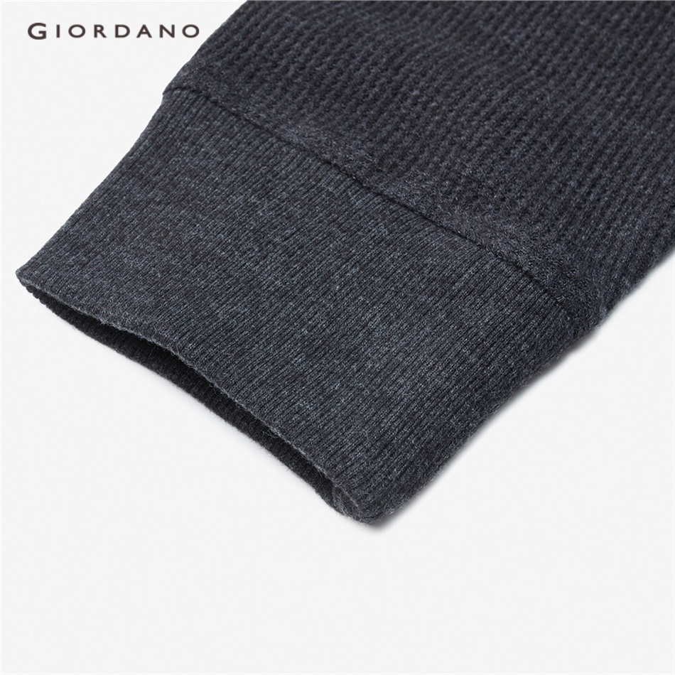 GIORDANO Áo polo nam dài tay waffle dày dặn màu dệt họa tiết ba chiều nhiều màu có sẵn 01012783