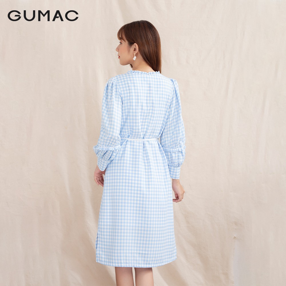 [Mã WAGU12 giảm 20% tối đa 50k đơn 150k] Đầm caro suông tay phồng DA1016 GUMAC | BigBuy360 - bigbuy360.vn