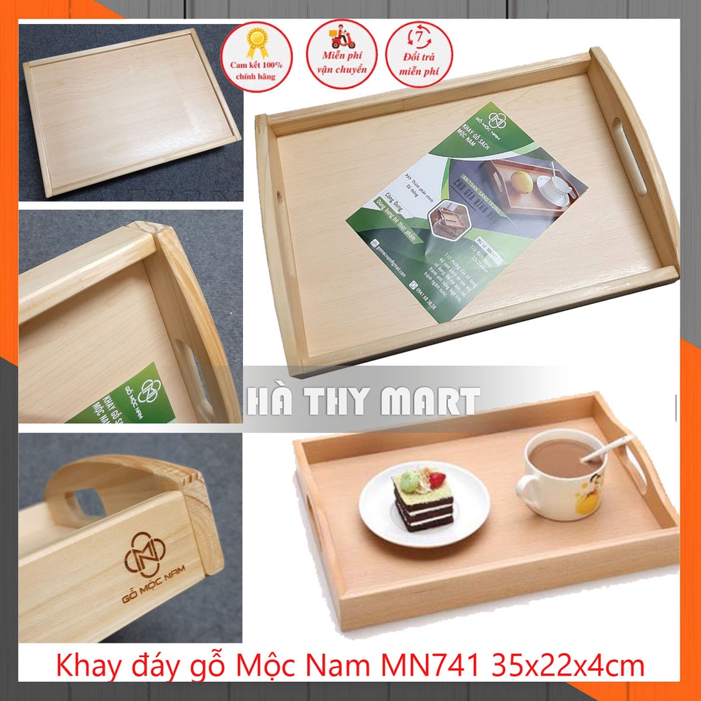 Khay đáy gỗ tự nhiên Mộc Nam MN741 35x22x4cm sang trọng