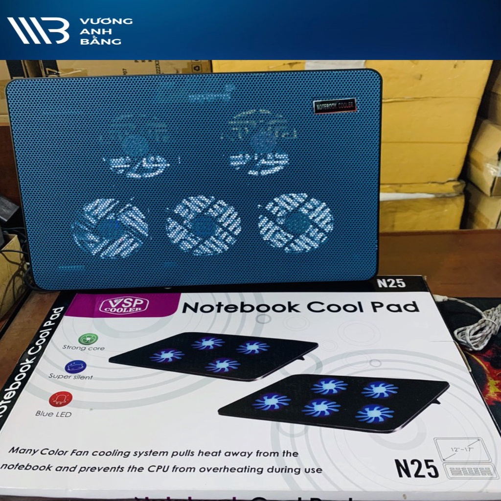 Đế quạt tản nhiệt laptop 5 fan Cool Pad VSP N25 làm mát nhanh