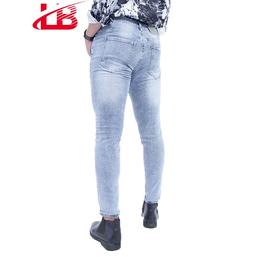 Quần Jean Nam Lb, Vải Jean Denim Co Giãn, Màu Xanh Sáng Trơn Thời Trang , Phom Skinny, Chiều Dài quần 92cm | BigBuy360 - bigbuy360.vn