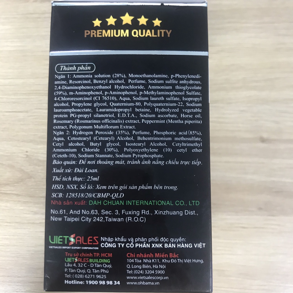 Dầu gội nhuộm tóc Gội Là Đen OHBAMA Black Hair Instant Wash - thuốc nhuộm tóc tại nhà 20ml - lẻ 1 gói