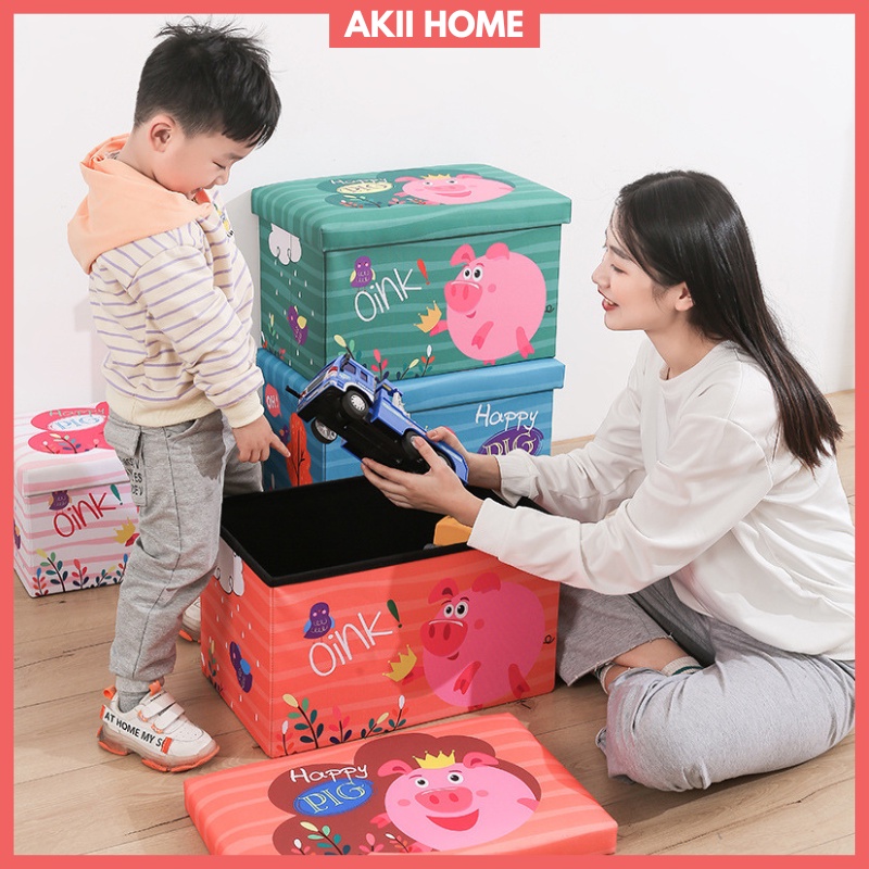 Thùng Đựng Đồ Kiêm Ghế Ngồi, Đựng Đồ Chơi Cho Bé, Quần Áo, Sách Vở Đa Năng Akii Home TD34