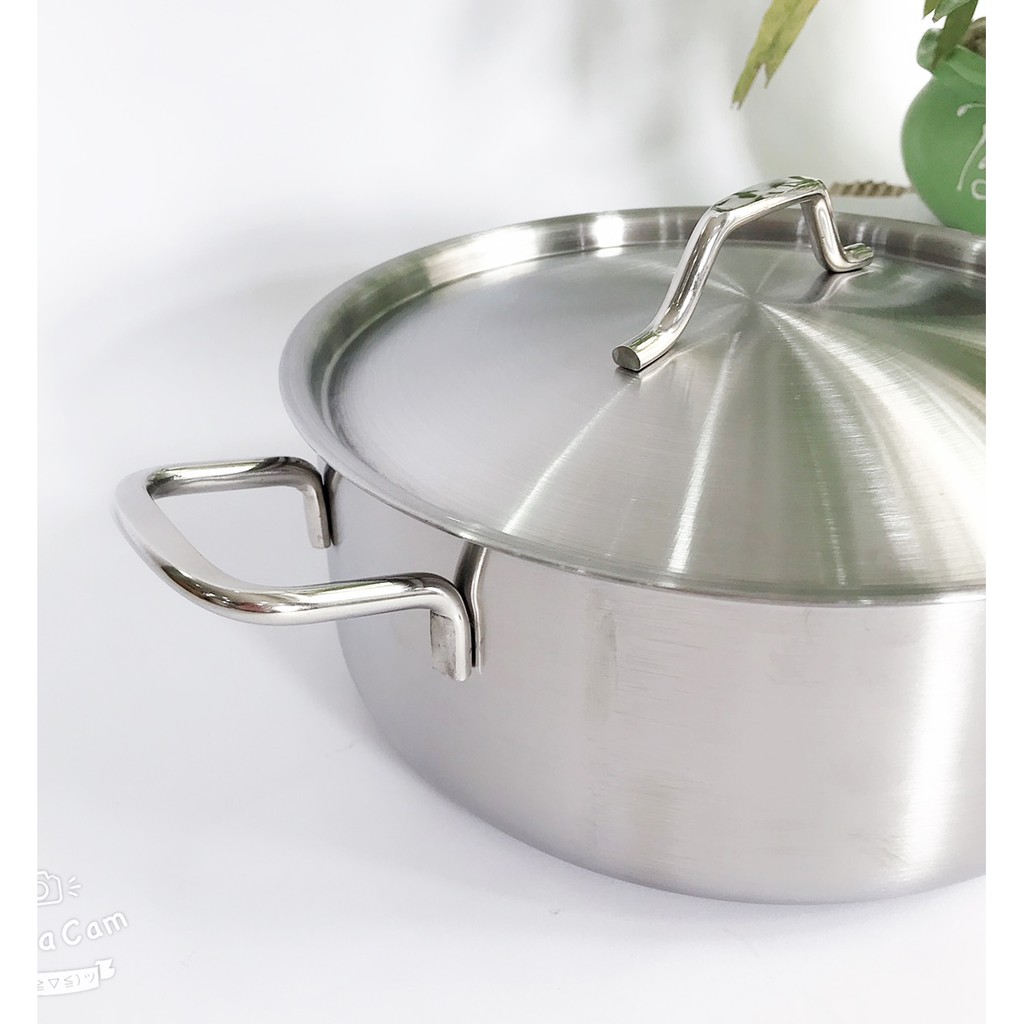 Bộ nồi cao cấp 1 đáy inox 430 H.T Cook nắp inox (3 món) - Kích thước 16cm - 18cm - 24cm