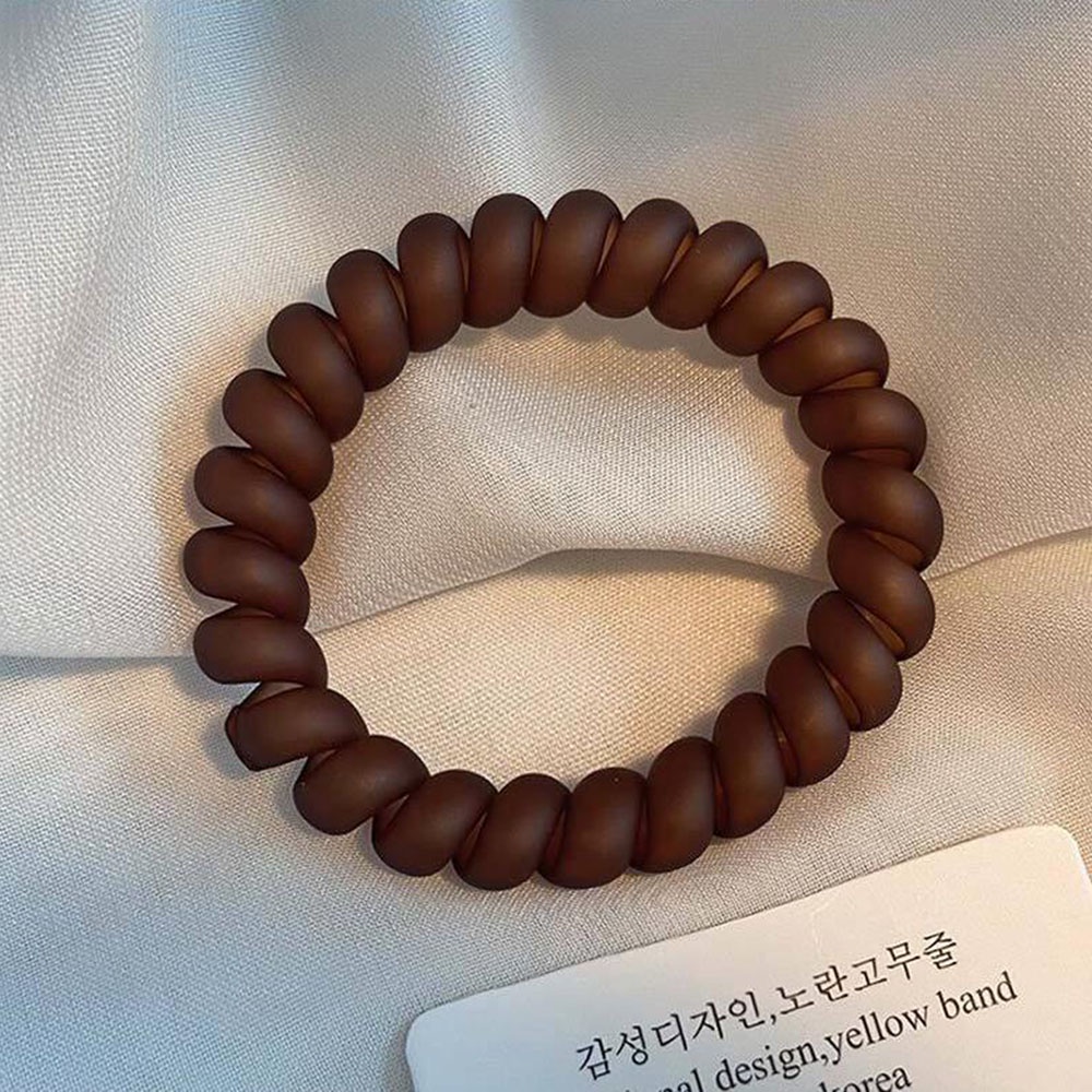 Dây buộc tóc co giãn màu nhám kiểu dây điện thoại dễ thương cho nữ