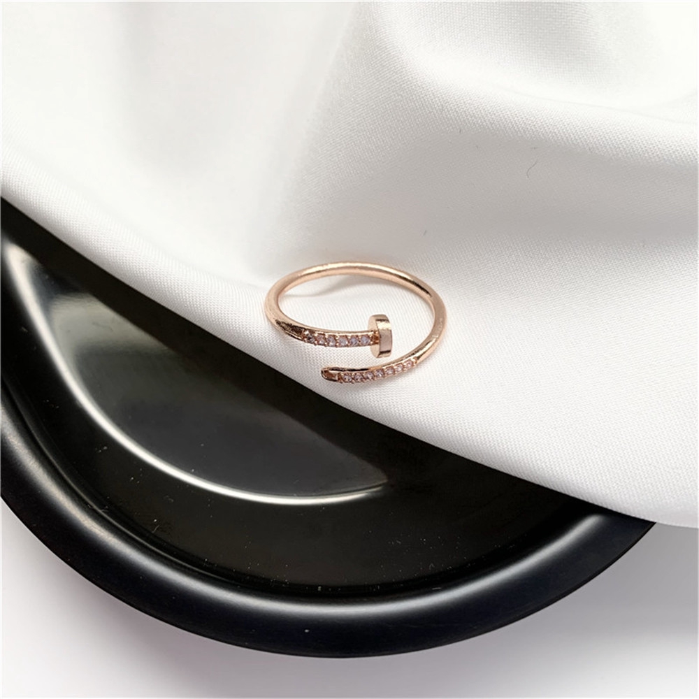 Fashion Nail Ring Korean Personality Exquisite Zircon Opening Adjustable
