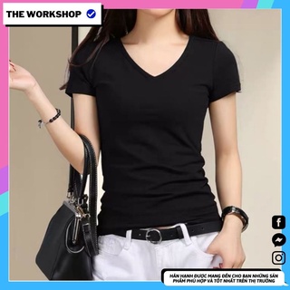 Áo thun cotton cổ tim hàng cao cấp