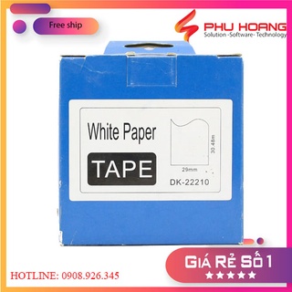 Nhãn in EK-22210, kích thước: 29mm*30.48m, nhãn liên tục, giấy decal, tương thích với máy Brother QL (DK-22210)