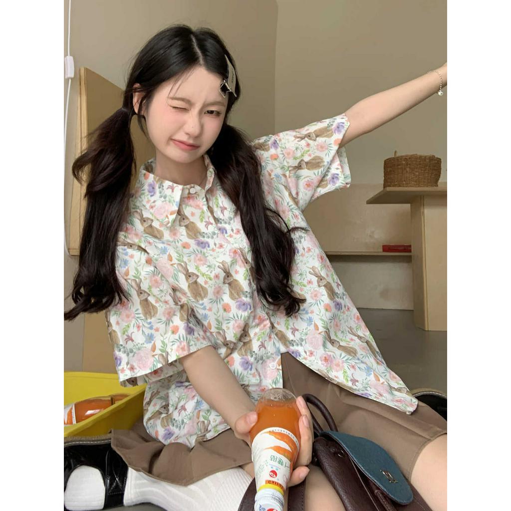 Áo Sơ Mi Ngắn Tay Có Cổ Thời Trang Mùa Hè Hàn Quốc Dành Cho Nữ