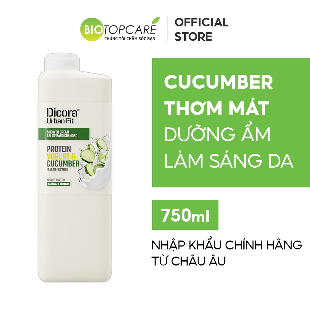 Sữa tắm Dicora Urban Fit Protein Yogurt và chiết xuất Dưa leo 750ml - BioTopcare Official