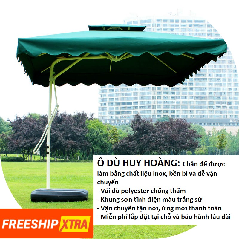 Ô Dù Lệch Tâm Mái Vuông 2.5MX2.5M ( Bao gồm khung đế xịn chưa đổ bê tông )