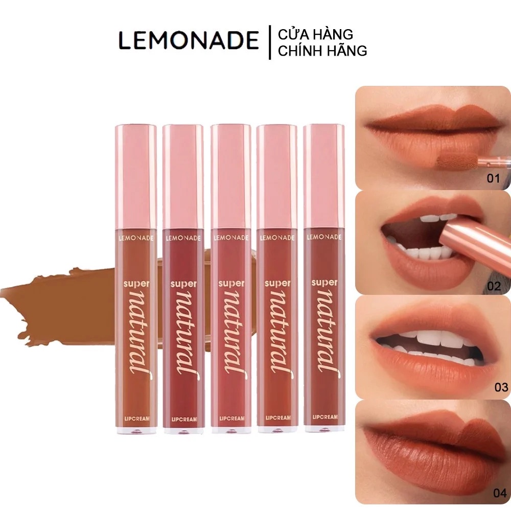 Son Kem Lì Lemonade Màu Cam Đỏ Đất 04 Super Strong 5g SuperNatural Matte Lipcream #04 Super Strong