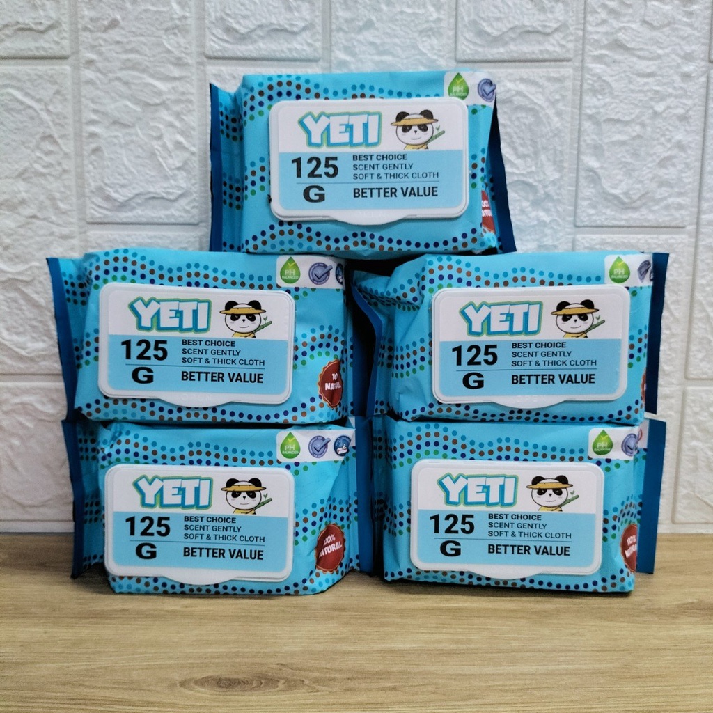 Combo 5 Bịch Khăn Giấy Ướt YeTi Thái Lan Không Mùi 125gr