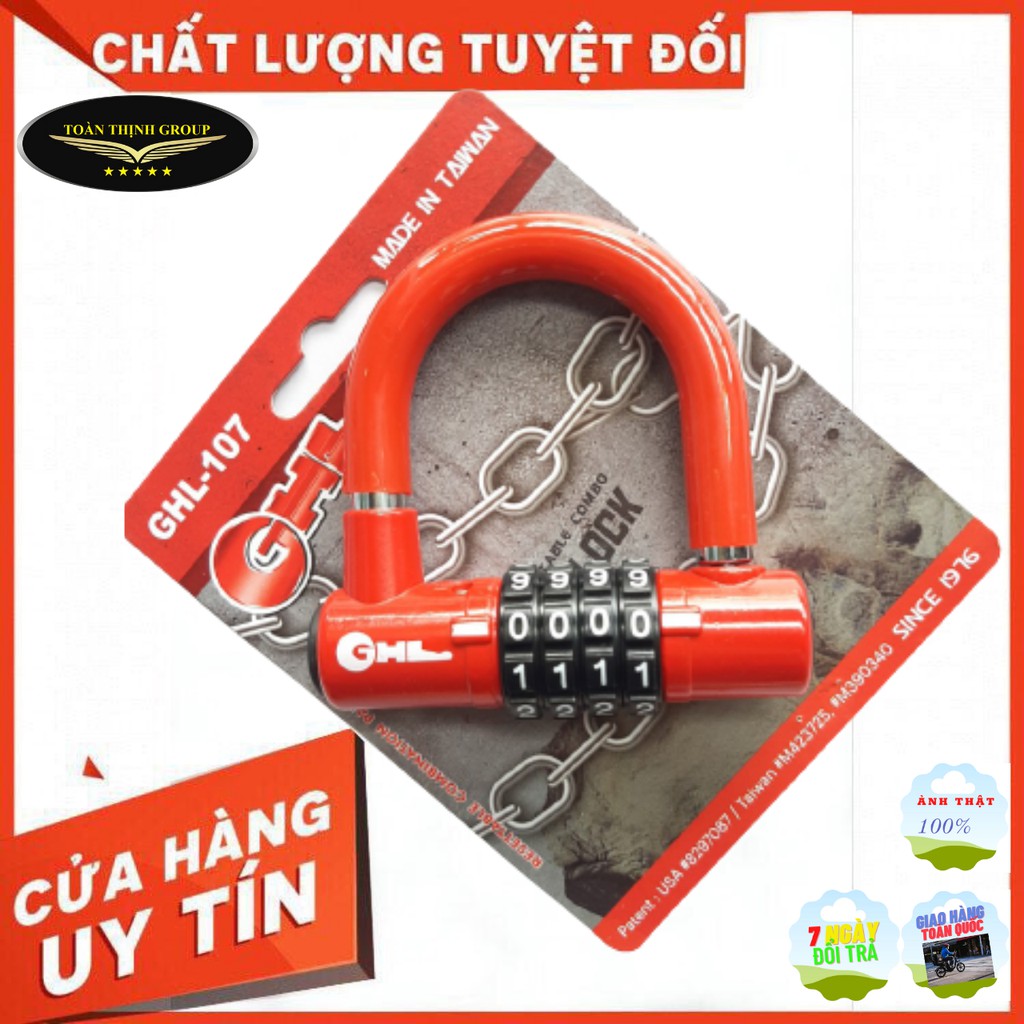 [Hàng xịn] Khóa số chống trộm chữ U GHL Đài Loan chính hãng( Khóa chống cắt, Khóa mã số) siêu bền và chắc chắn Mã 107