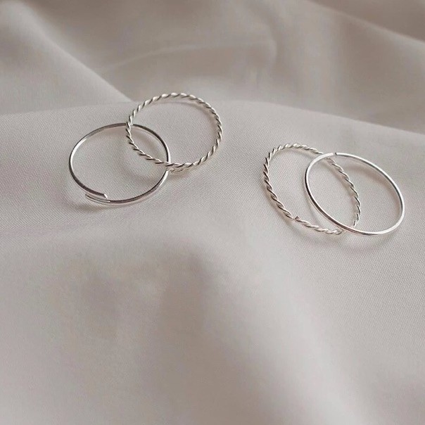 Nhẫn nữ nhẫn bạc s925 trơn tròn xoắn basic freesize Cá jewelry