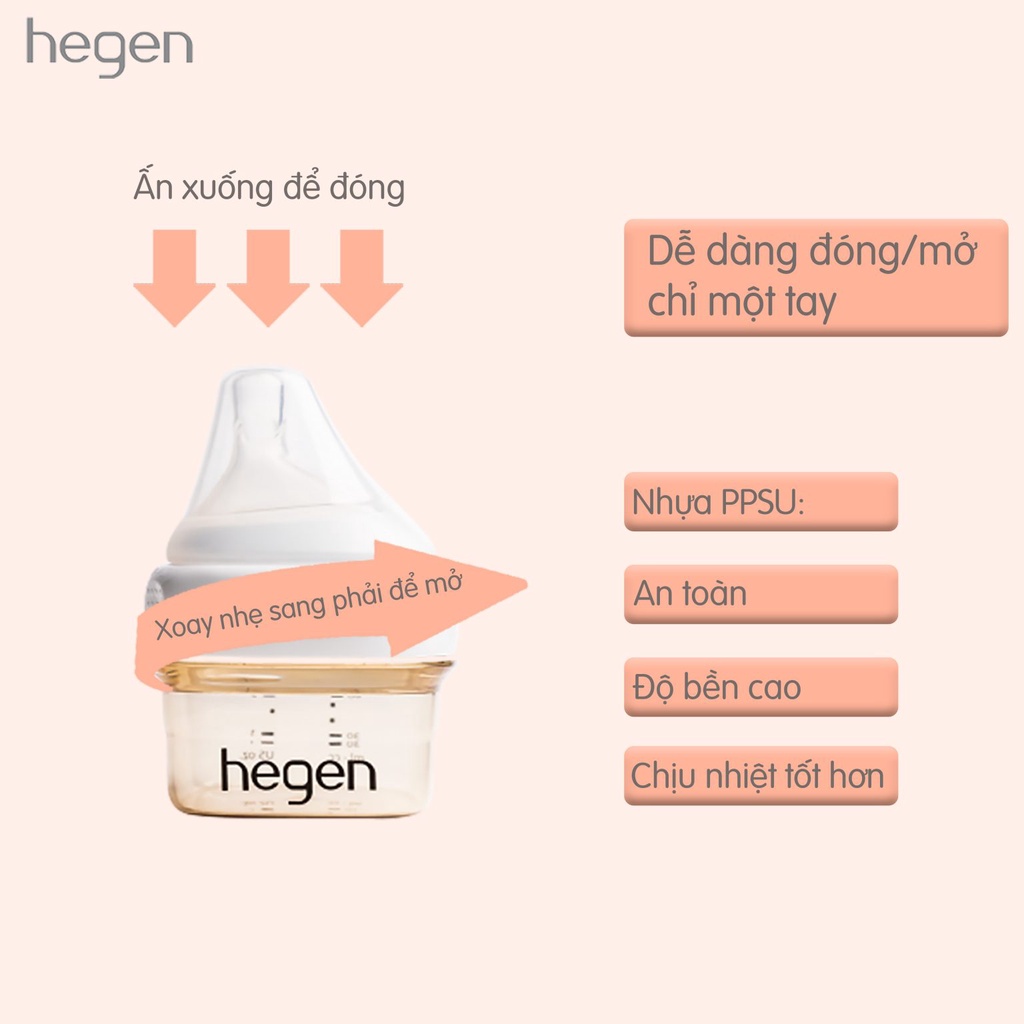 Bình sữa cao cấp Hegen PPSU các size 60ml,150ml,240ml, 330mlhàng chính hãng