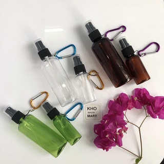 MÓC KHOÁ chai xịt nhỏ 100ml / 50ml/ 30ml- Bình xịt khuẩn , xịt cồn trong suốt/ Nâu/ Xanh gắn móc khoá treo balo, treo xe