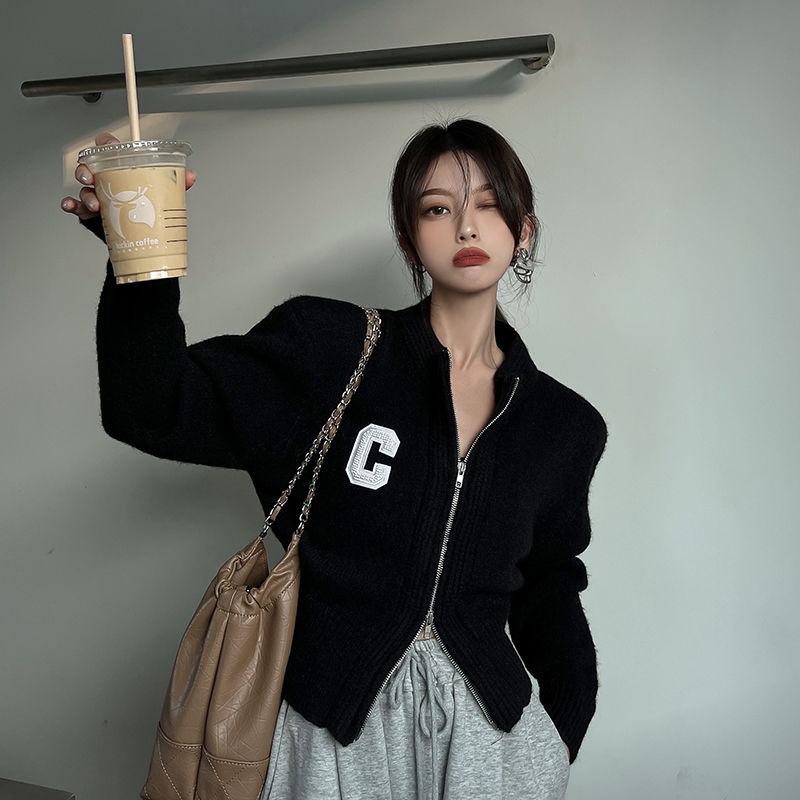 Bán Chạy!Áo Khoác Cardigan Dệt Kim Cổ Chữ V Dáng Ngắn Thời Trang Thu Đông 2022