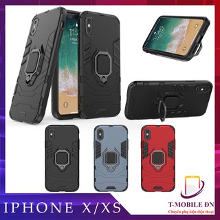Ốp lưng iPhone X/ iPhone XS iron man chống sốc kèm nhẫn iring chống xem video tiện lợi