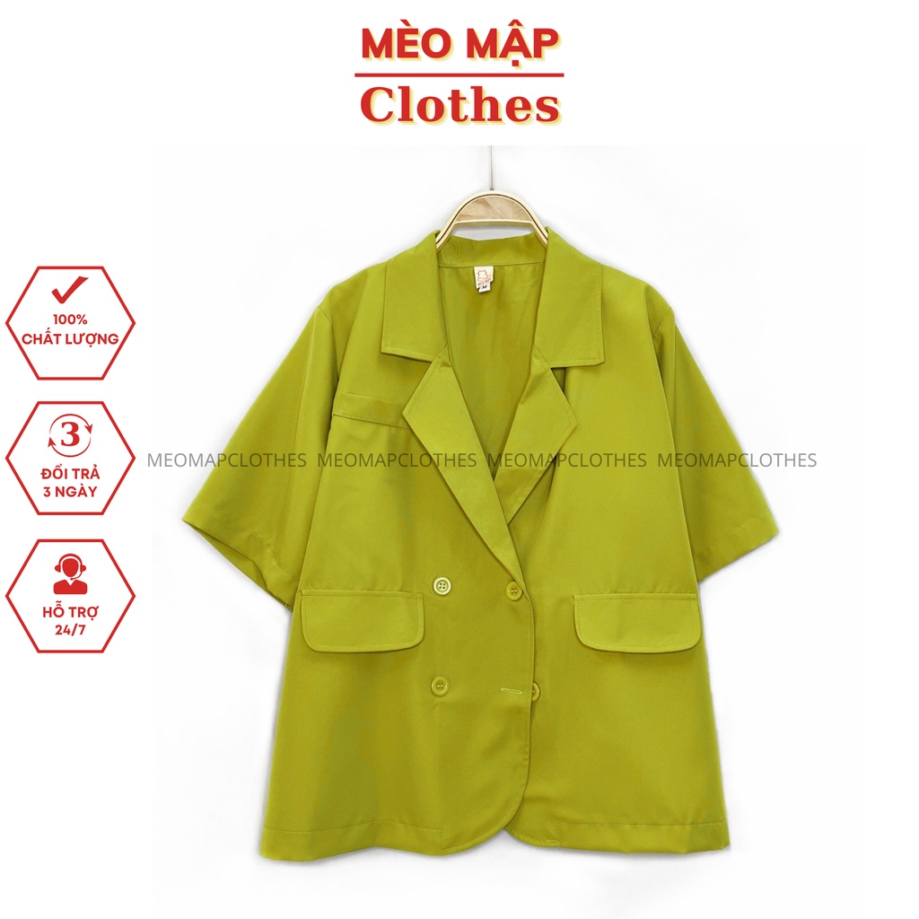 Áo vest blazer nữ tay ngắn bigsize Mèo Mập phong cách sang chảnh vải Boil mềm mát
