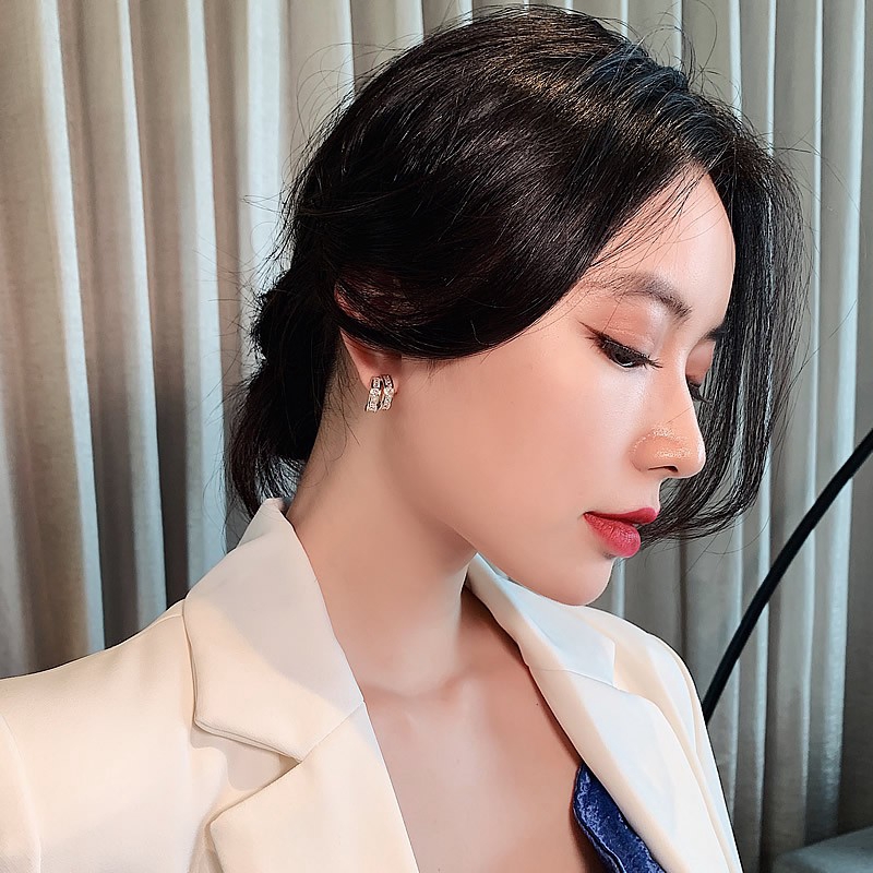 Bông Tai Đính Đá Zircon Sang Trọng Cho Nữ / Khuyên tai