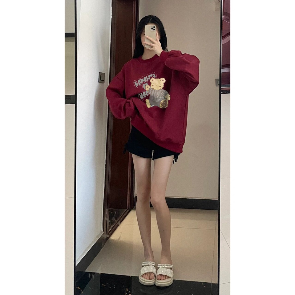 Áo sweater Xiaozhainv tay dài cổ tròn in họa tiết phong cách retro Mỹ với 3 màu tùy chọn thời trang cho nữ | BigBuy360 - bigbuy360.vn