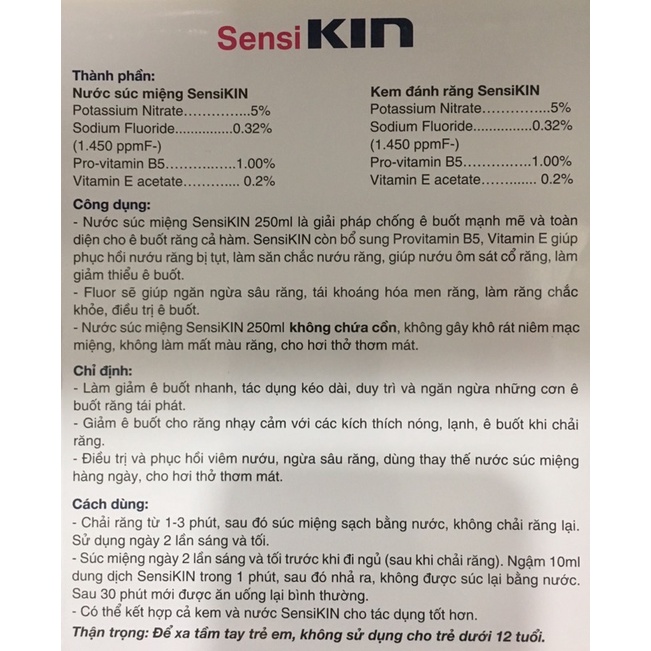 1 Thùng  24 tuýp) Kem đánh răng ngừa ê buốt Kin Sensi 75ml