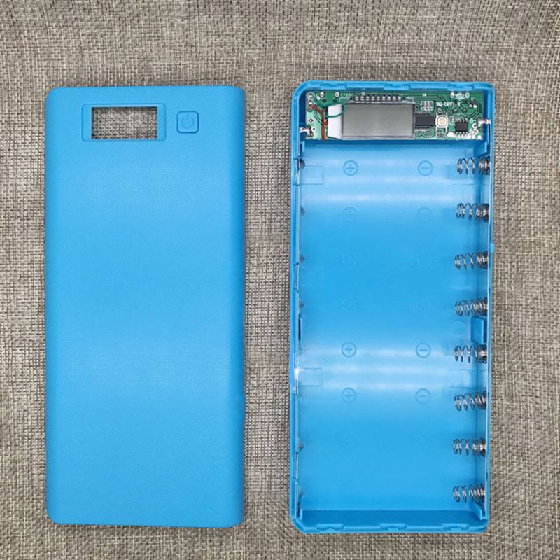 DIY 8x18650 hộp đựng pin di động cầm tay Màn hình LCD hai hộp nguồn USB di động được (không có pin) màu xanh ZJ
