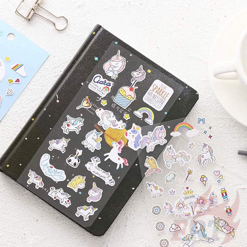 ❉ Unicorn Stickers ❉ 1 Sheet Fashion Album Scrapbooks Mixed DIY Decor Stickers