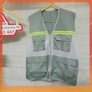 [HÀNG CAO CẤP] Áo bảo hộ lao động, áo phản quang dùng cho công nhân, kĩ sư vải ghi lê chất lượng cao. Màu xám ghi