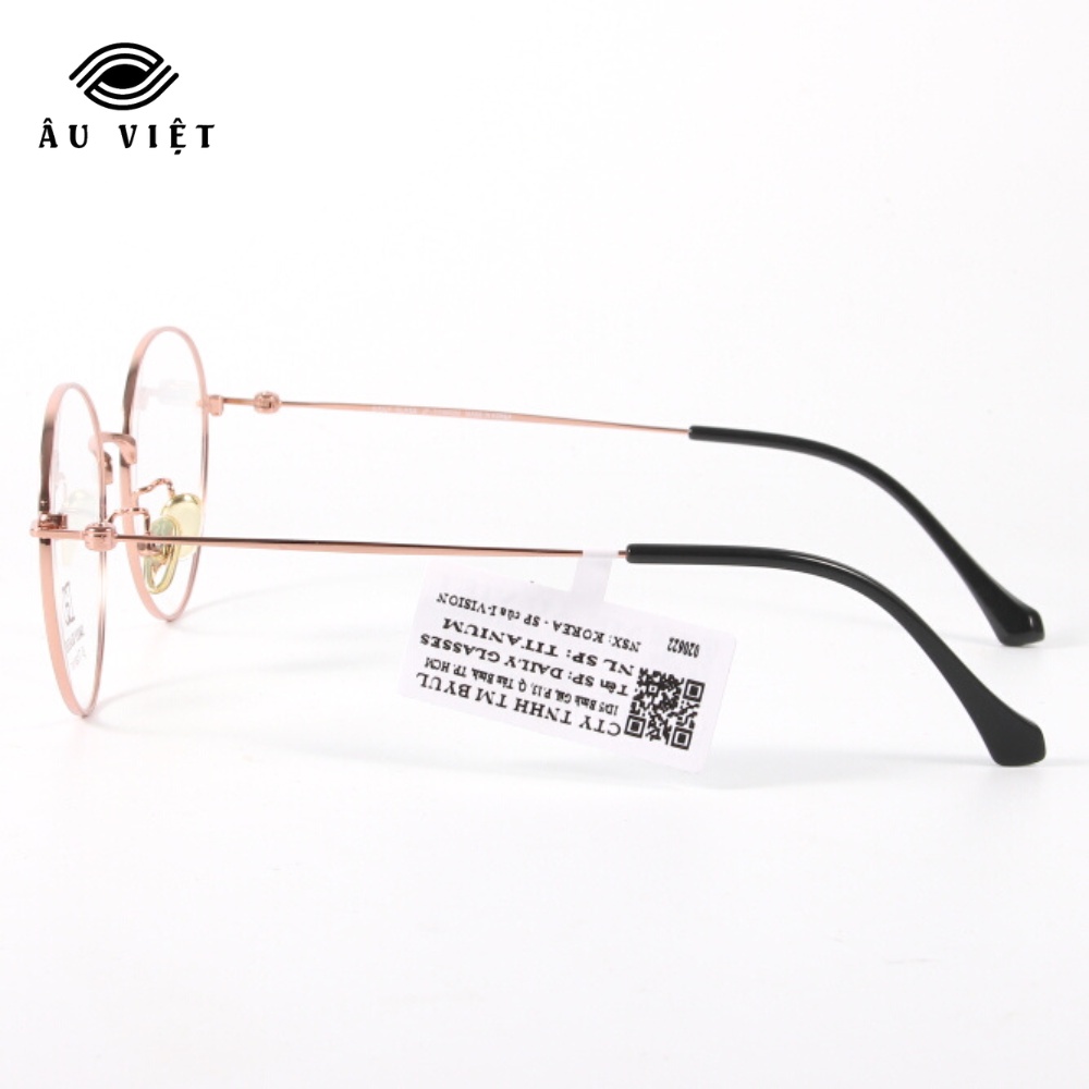 Gọng kính nam nữ kim loại titanium dáng tròn Daily Glasses DGA-9802 màu vàng hồng Full box