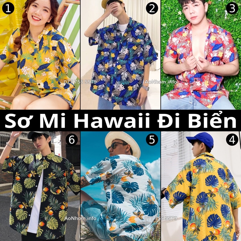Bán Lẻ Giá Sỉ - Sơ Mi Đi Biển Mềm Mát, Hoạ Tiết Hoa Lá Trái Cây Hawaii, Áo Đôi Nhóm Lớp Team Building #SMA06