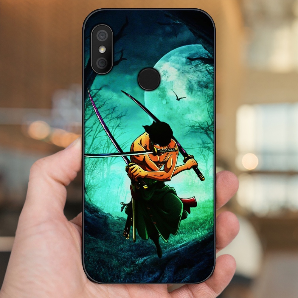 Ốp lưng Xiaomi Redmi 6 Pro, Mi A2 Lite viền đen in hình Zoro One Piece