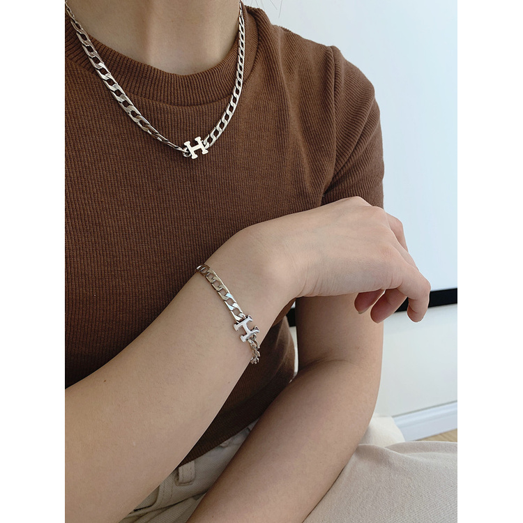 vòng cổ Mặt Chữ H Đơn Giản Phong Cách Âu Mỹ