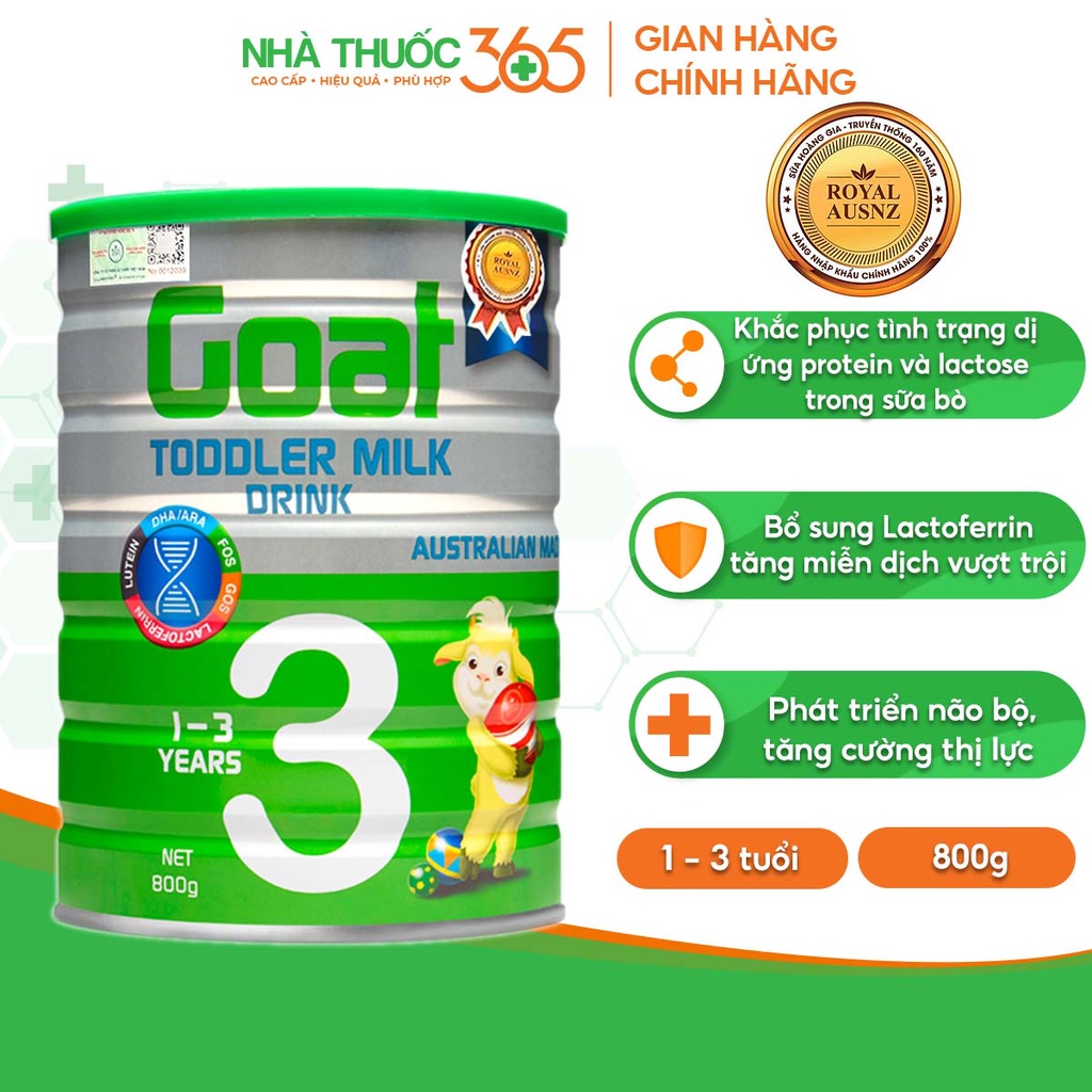 Sữa Dê Hoàng Gia Úc Goat Toddler Milk 3 Bổ Sung Dinh Dưỡng Cho Bé ROYAL AUSNZ 800g