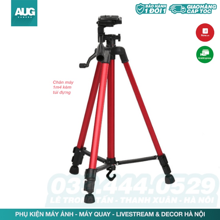 CHÂN MÁY TRIPOD 1m4 - CHÂN MÁY QUAY TIKTOK - CHÂN MÁY ĐIỆN THOẠI - AUG CAMERA HÀ NỘI