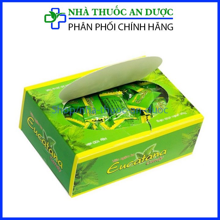 Hộp 100 viên Viên ngậm ho thảo dược Eucatana giáp giảm ho ấm họng , giảm ngứa ngừa viêm họng