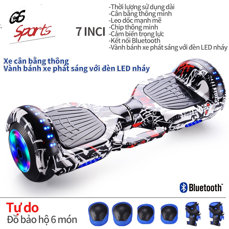 Xe cân bằng Kết nối Bluetooth 2 bánh thông minh lớn 7 inch Thời gian sử dụng lâu+Phát nhạc+Đèn LED siêu ngầu +Động cơ