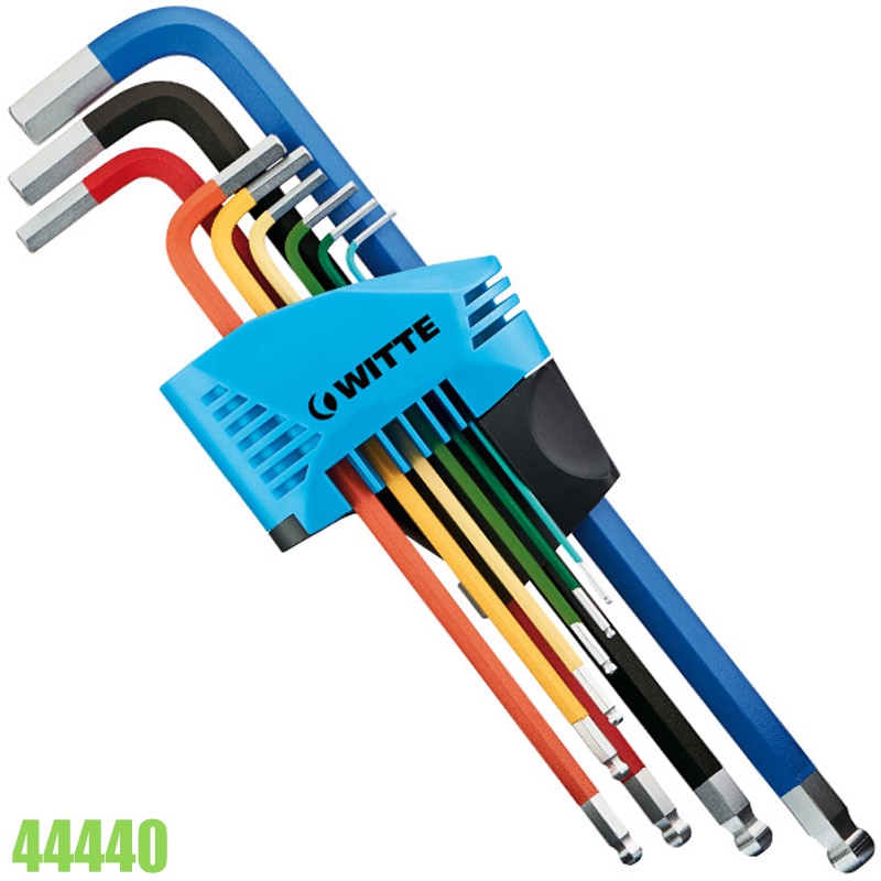 Bộ lục giác đầu bi gồm 10 cây size từ 1.5-10mm tay nắm nhựa - WITTE 44440