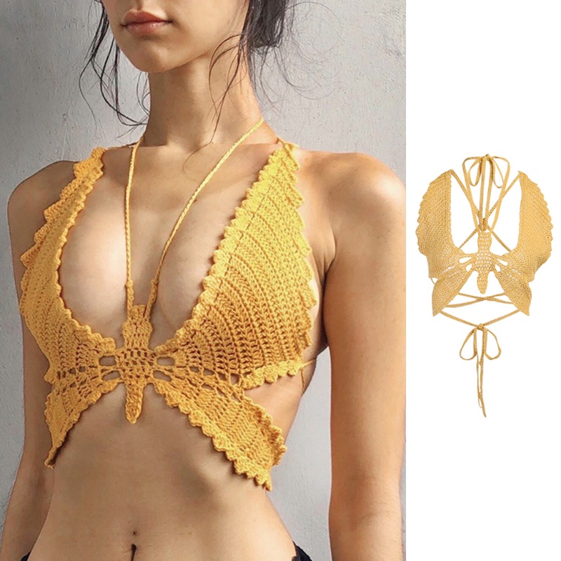 Xixi Áo Lót Đan Len Cổ Chữ V Khoét Sâu Gợi Cảm Cho Nữ