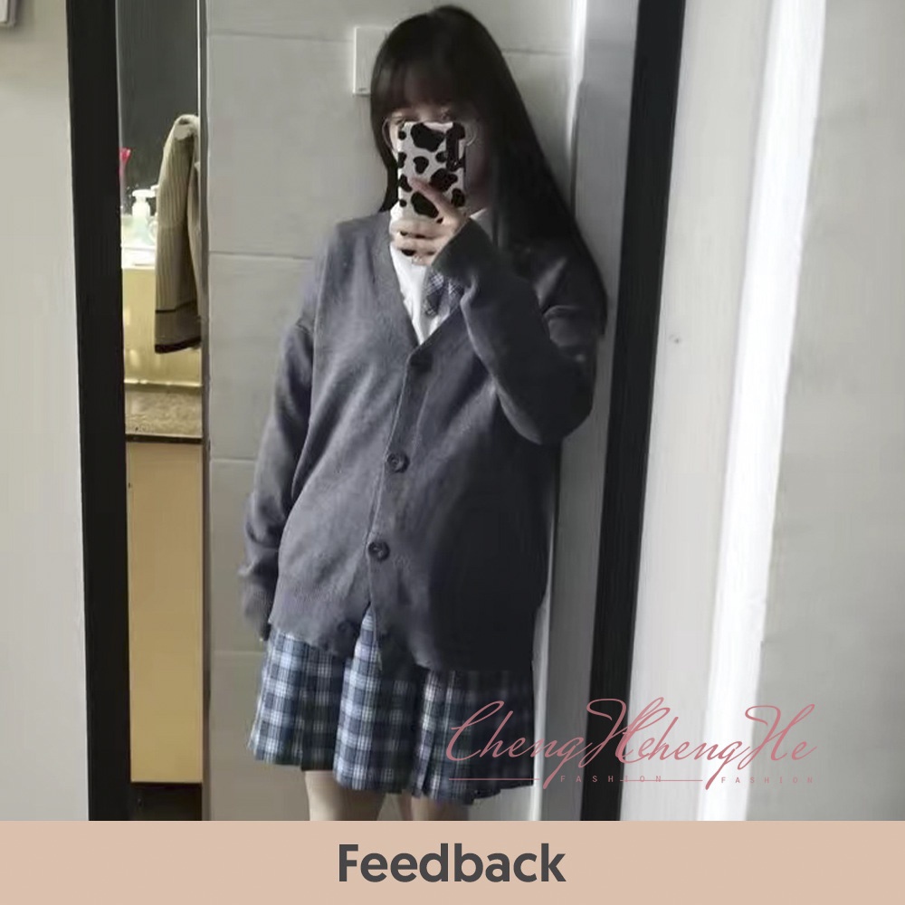 Áo khoác len cardigan nữ dáng lửng dài tay cài cúc dáng rộng oversize cổ v dày dặn A00015