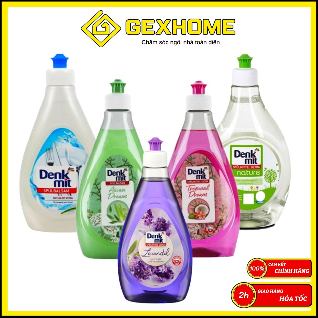 Nước rửa chén bát DENKMIT 500ml - Chiết xuất thiên nhiên. An toàn cho da tay [Hàng Đức]
