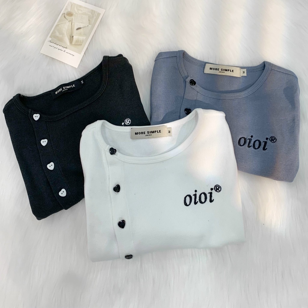 Áo Croptop Nữ Dài Tay OIOI Vải Thun Gân Phong Cách Ulzzang - Tuni Store