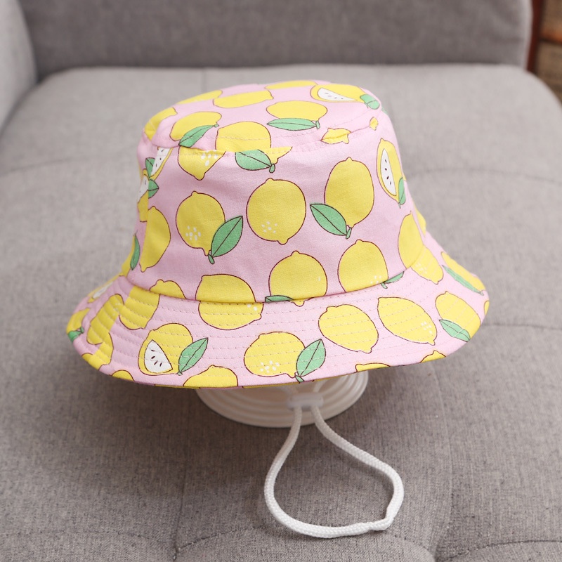 Mũ bé gái rộng vành bucket 1-4 tuổi quai dây thời trang đáng yêu họa tiết trái cây (M_Trái Cây)