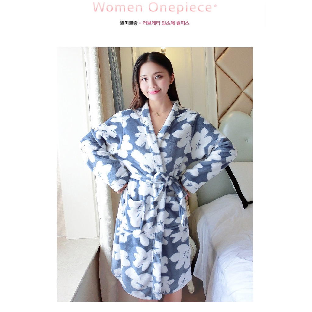 Áo Choàng Tắm Dài Tay Bằng Lông Cừu Thời Trang Dành Cho Nữ | BigBuy360 - bigbuy360.vn