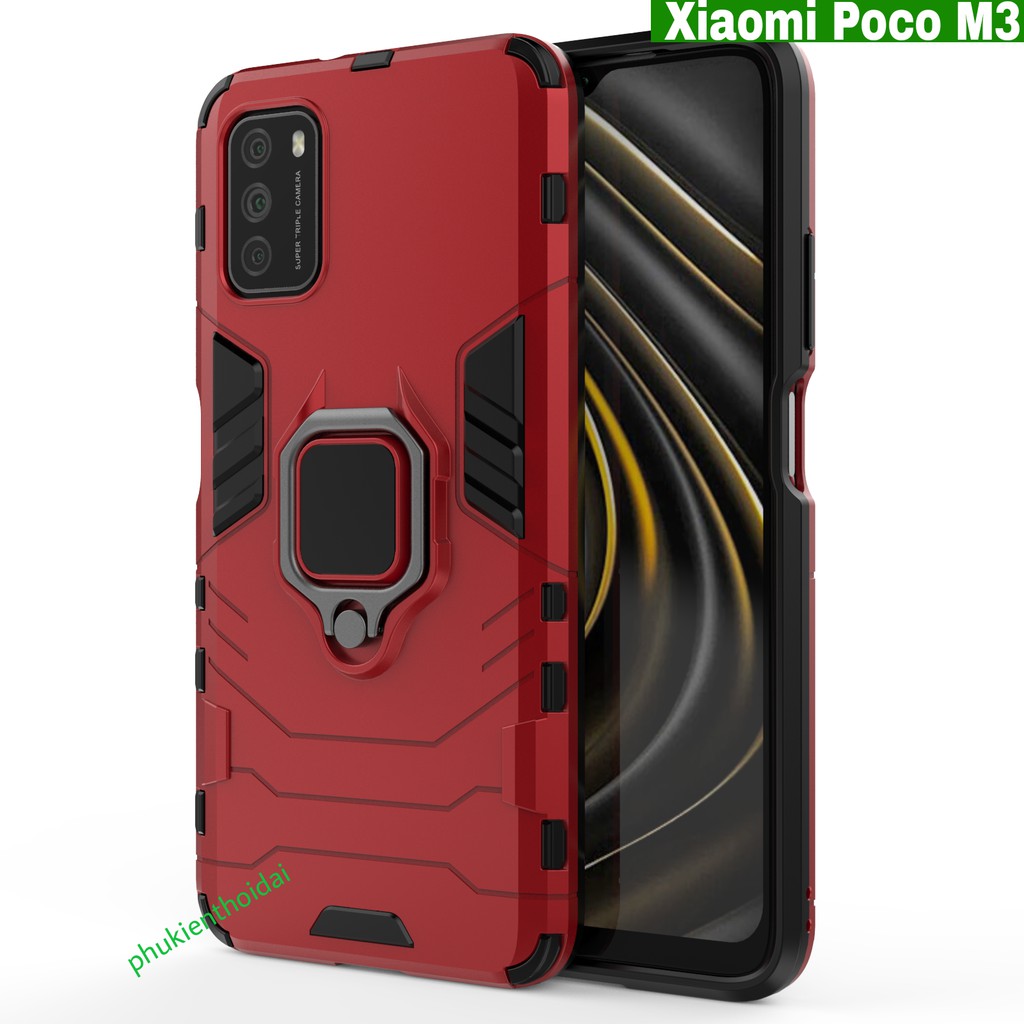 Ốp lưng IRON MAN IRING Poco M3 / Poco M4 Pro 4G / Poco M4 Pro 5G cao cấp chống sốc giá đỡ xem phim thời trang cao cấp