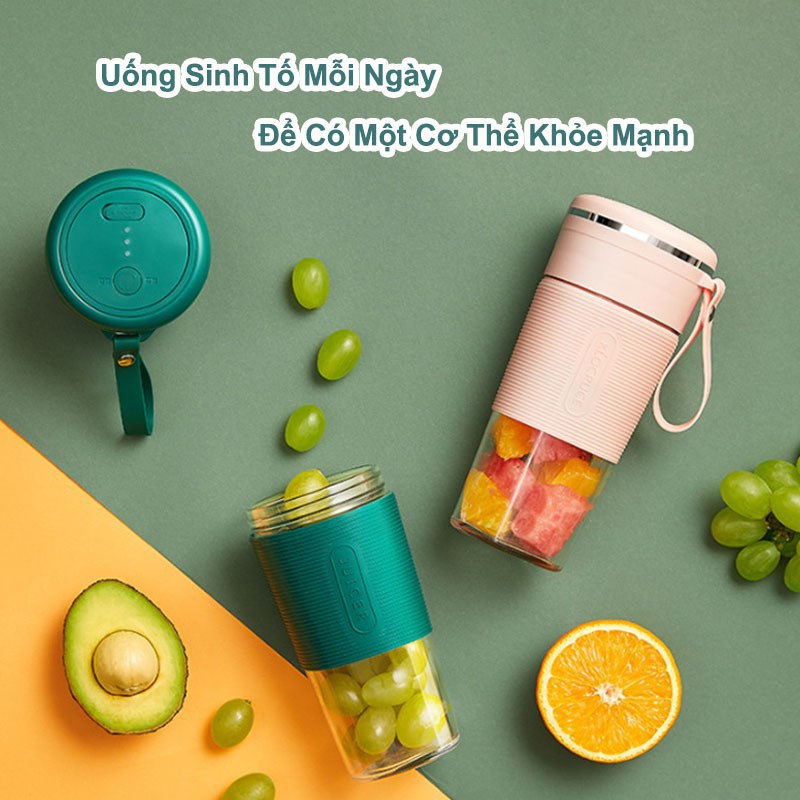 Máy Say Sinh Tố, Máy Xay Sinh Tố Cầm Tay Mini, Cốc Xay Sinh Tố JUICER CUP Pin 3000mAH Loại 4-6 Lưỡi Dao Tiện Dụng